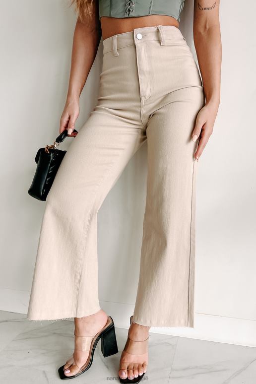 amandelmelk volgens plan crop jeans met hoge taille en wijde pijpen NanaMacs HPTT3379