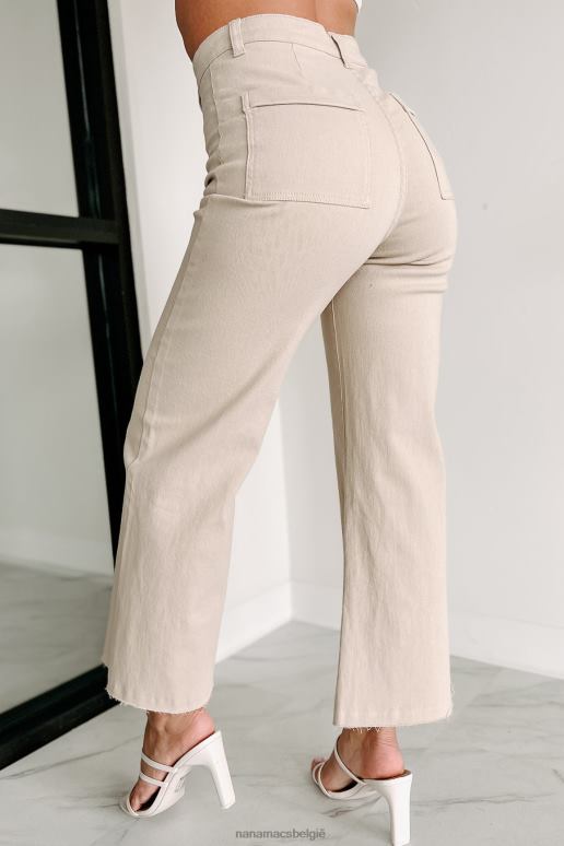 amandelmelk volgens plan crop jeans met hoge taille en wijde pijpen NanaMacs HPTT3379