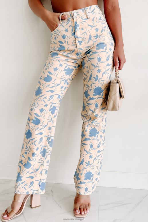blauw/abrikoos florent gebloemde jeans met rechte pijpen NanaMacs HPTT3031