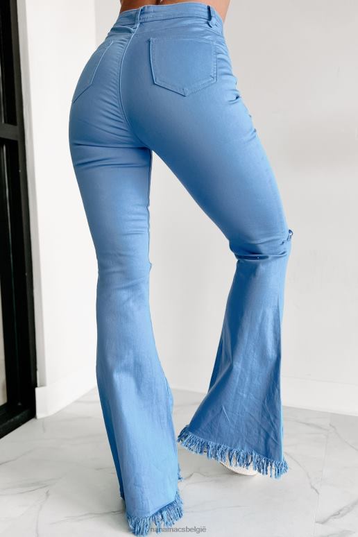 blauw gedurfde moves hoogbouw distressed flare jeans NanaMacs HPTT3059