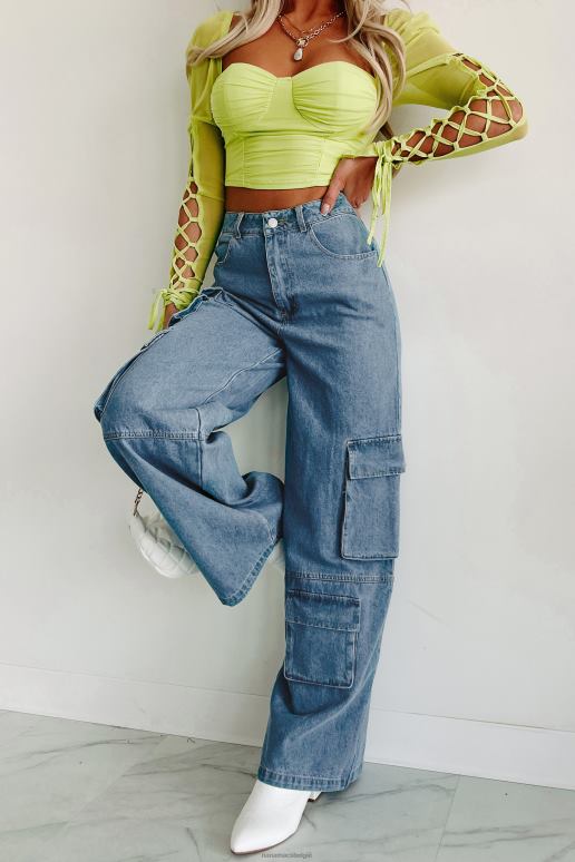 blauw spijkerstof smooth talker cargojeans met wijde pijpen NanaMacs HPTT3134