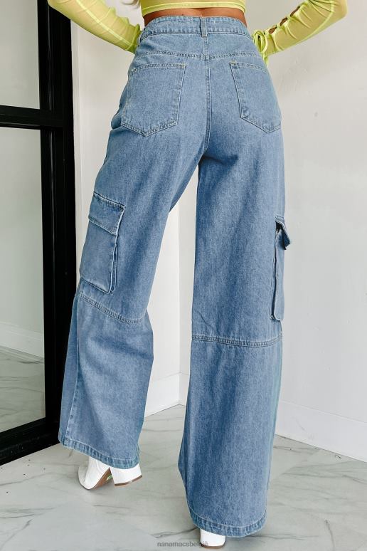 blauw spijkerstof smooth talker cargojeans met wijde pijpen NanaMacs HPTT3134