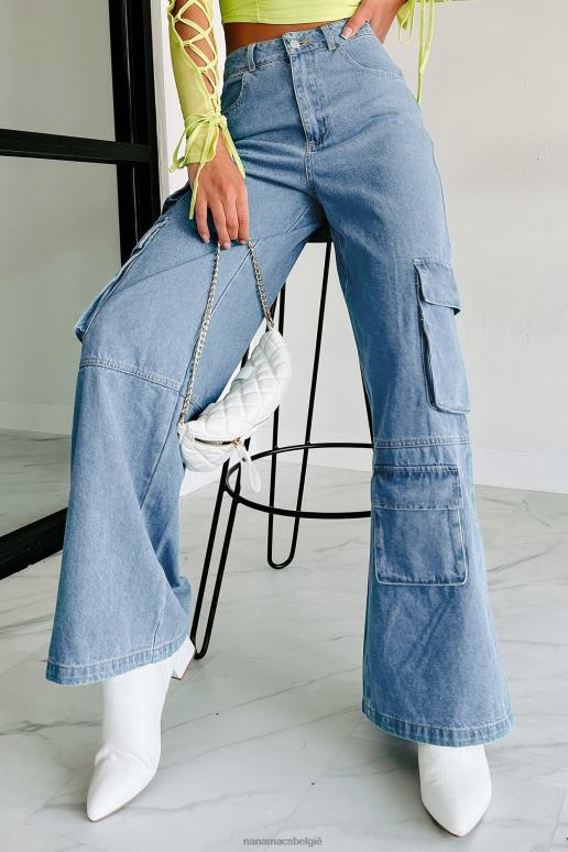 blauw spijkerstof smooth talker cargojeans met wijde pijpen NanaMacs HPTT3134