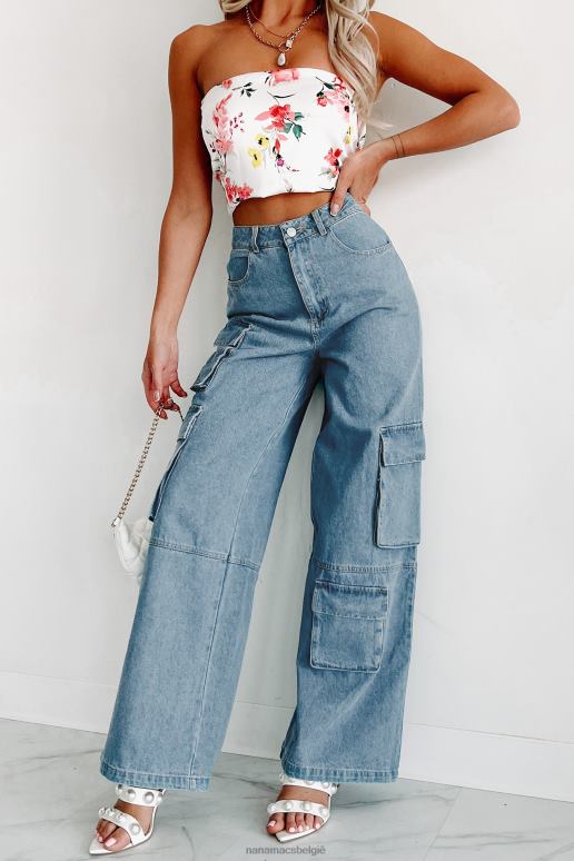 blauw spijkerstof smooth talker cargojeans met wijde pijpen NanaMacs HPTT3134