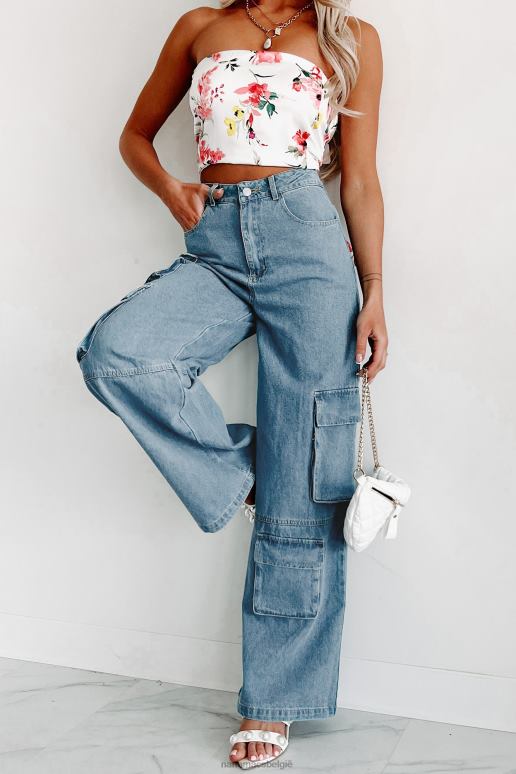 blauw spijkerstof smooth talker cargojeans met wijde pijpen NanaMacs HPTT3134