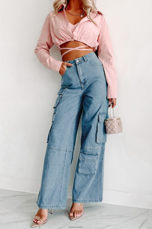 blauw spijkerstof smooth talker cargojeans met wijde pijpen NanaMacs HPTT3134