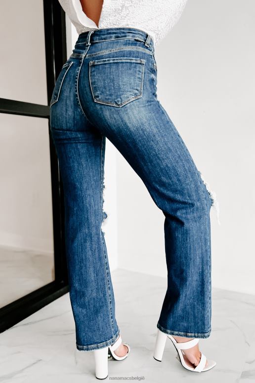 donker alvarado distressed jeans met hoge taille en rechte pijpen NanaMacs HPTT3426