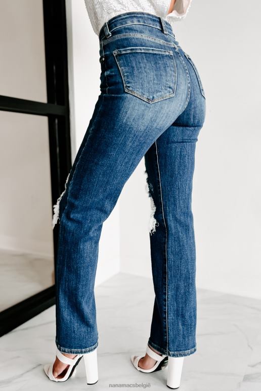 donker alvarado distressed jeans met hoge taille en rechte pijpen NanaMacs HPTT3426