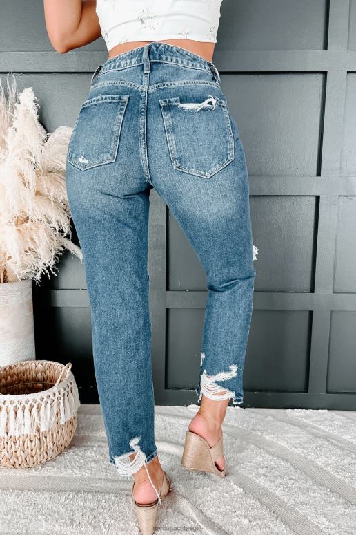 donker lucide dromen high-rise vliegende aap distressed cropped jeans met rechte pijpen NanaMacs HPTT3442