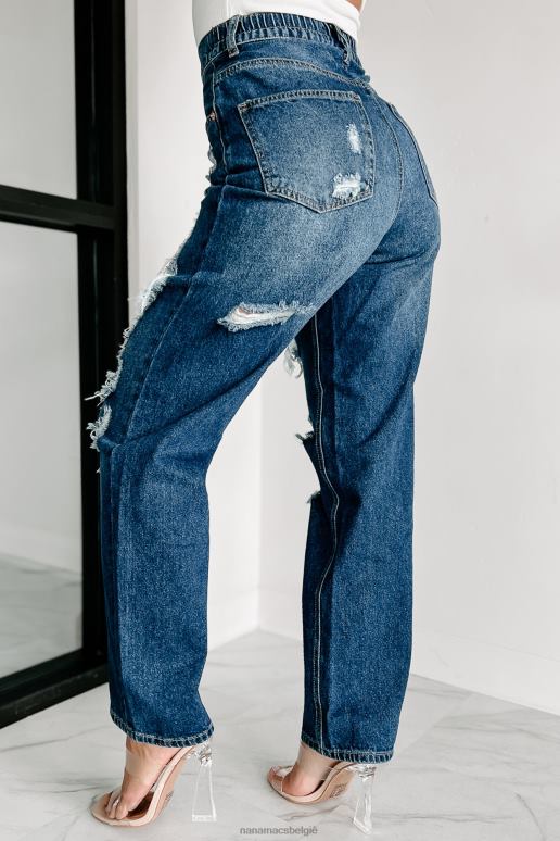 donker voor de verandering hoge taille distressed jeans met wijde pijpen NanaMacs HPTT3041