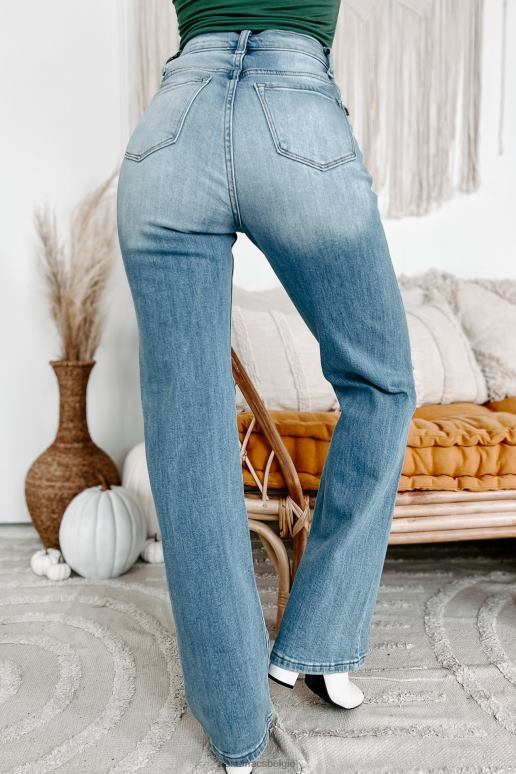 gemiddeld/licht gwyneth distressed jeans met hoge taille en wijde pijpen NanaMacs HPTT3449