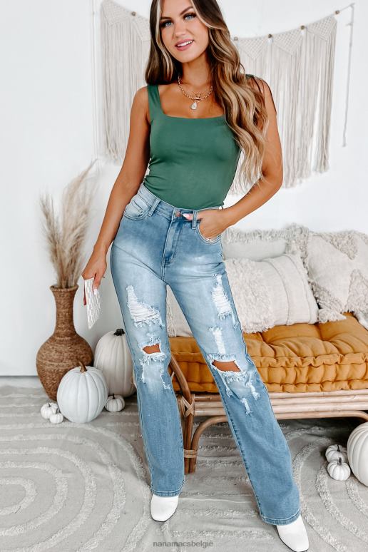 gemiddeld/licht gwyneth distressed jeans met hoge taille en wijde pijpen NanaMacs HPTT3449