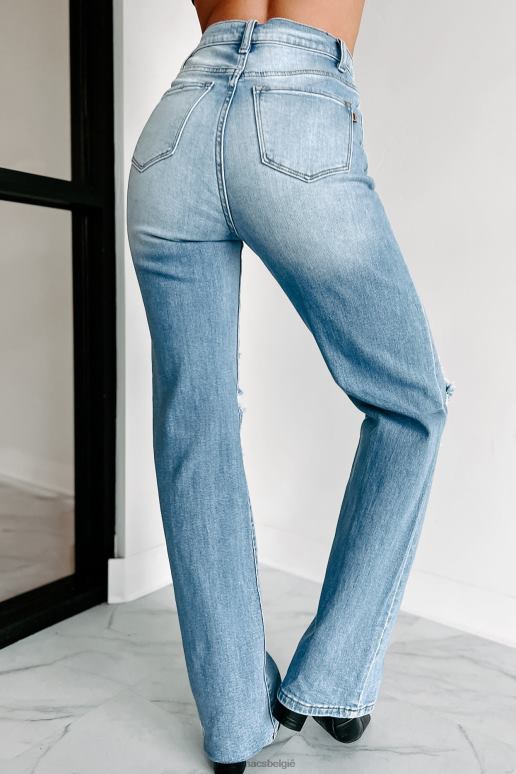 gemiddeld/licht gwyneth distressed jeans met hoge taille en wijde pijpen NanaMacs HPTT3449