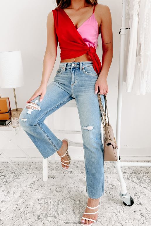 gemiddeld licht houd mijn kalmte verontruste sneak peek jeans met rechte pijpen NanaMacs HPTT3039