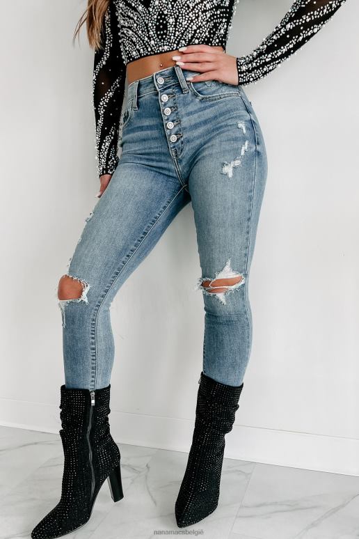 gemiddeld licht tonya skinny jeans van eunina met hoge taille en knoopgulp NanaMacs HPTT3411