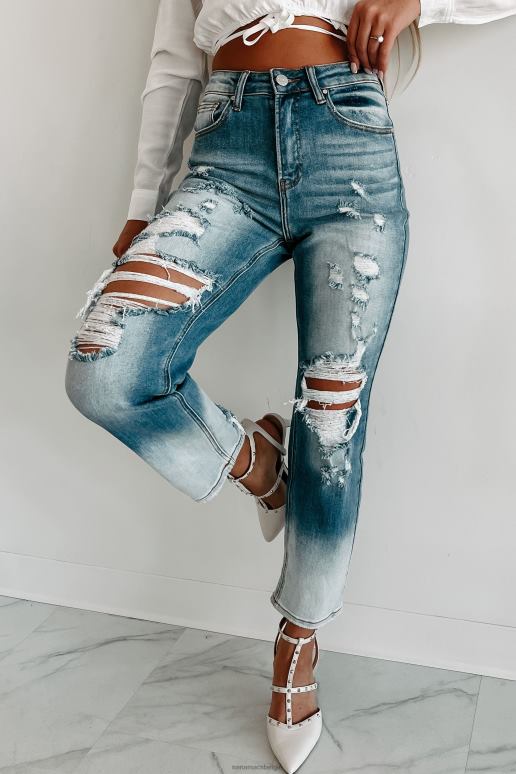 gemiddeld/licht totale aantrekkingskracht hoogbouw jeans met rechte pijpen en rechte pijpen NanaMacs HPTT3447