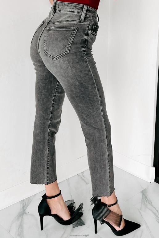 grijs grijs gebied eunina crop jeans met hoge taille, knoopgulp en rechte pijpen NanaMacs HPTT3420