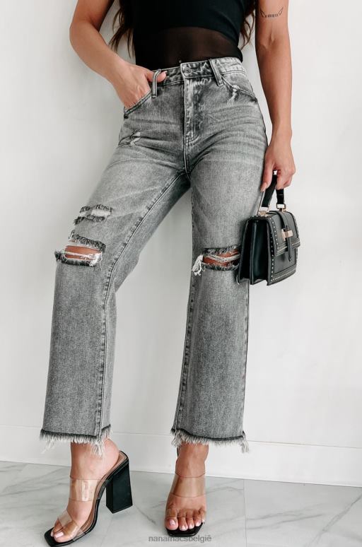 grijs wat een rush high rise distressed special a mom jeans NanaMacs HPTT3486