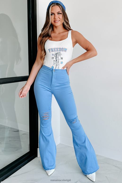 hemelsblauw houdt je tevreden high rise distressed flare jeans NanaMacs HPTT3065
