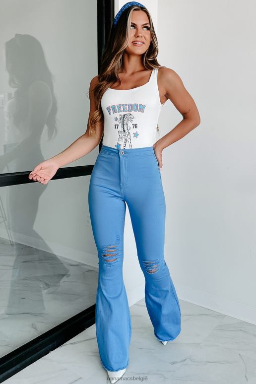 hemelsblauw houdt je tevreden high rise distressed flare jeans NanaMacs HPTT3065