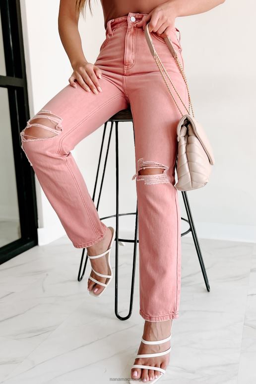 koraal Tavin kancan jeans met hoge taille en rechte pijpen NanaMacs HPTT3388