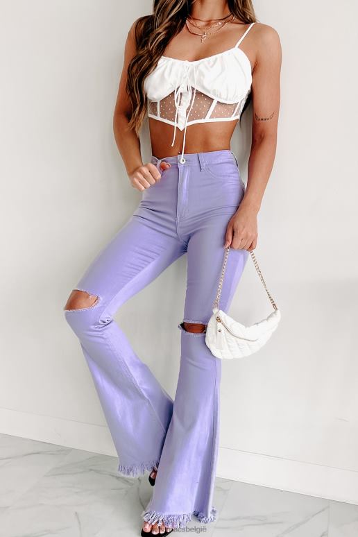 lavendel gedurfde moves hoogbouw distressed flare jeans NanaMacs HPTT3058