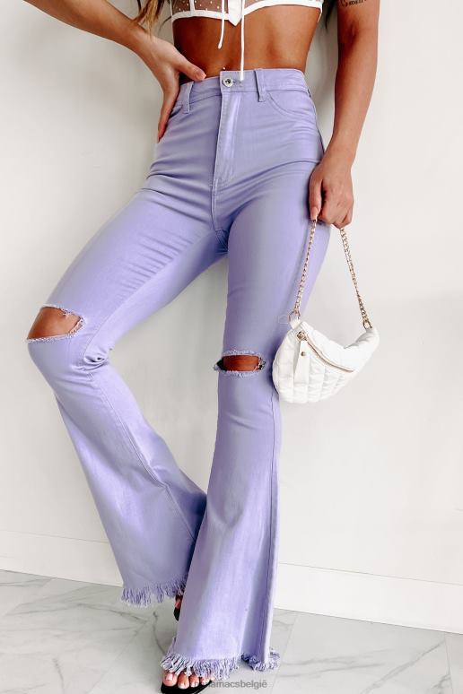 lavendel gedurfde moves hoogbouw distressed flare jeans NanaMacs HPTT3058