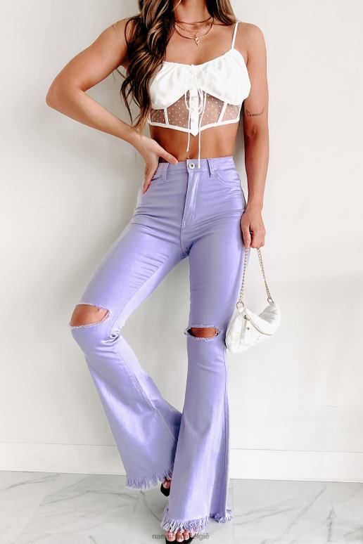 lavendel gedurfde moves hoogbouw distressed flare jeans NanaMacs HPTT3058