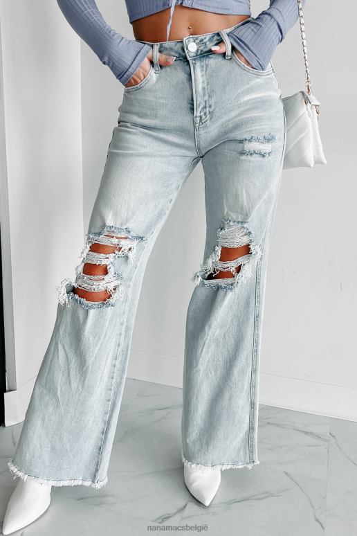 licht Abrielle jeans met hoge taille en wijde pijpen NanaMacs HPTT3450