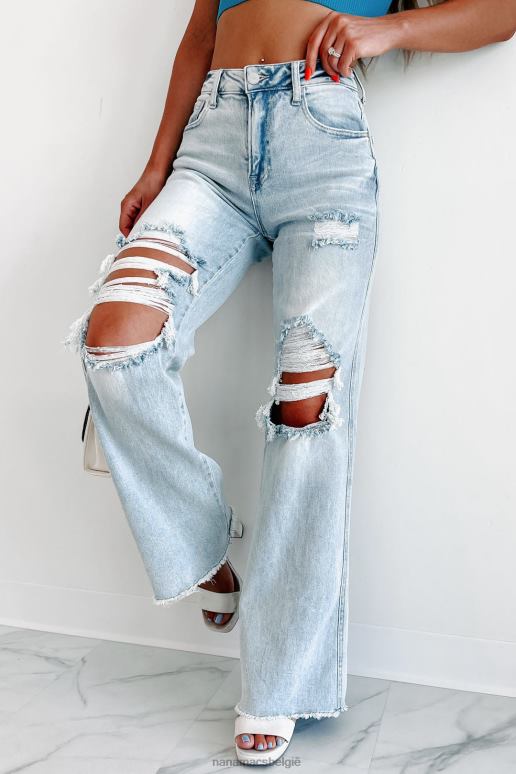 licht Abrielle jeans met hoge taille en wijde pijpen NanaMacs HPTT3450