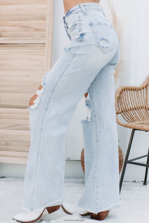 licht Abrielle jeans met hoge taille en wijde pijpen NanaMacs HPTT3450