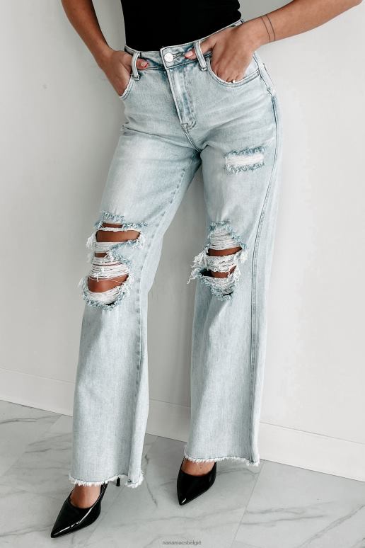 licht Abrielle jeans met hoge taille en wijde pijpen NanaMacs HPTT3450