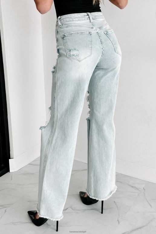 licht Abrielle jeans met hoge taille en wijde pijpen NanaMacs HPTT3450