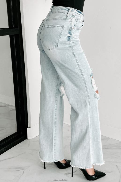 licht Abrielle jeans met hoge taille en wijde pijpen NanaMacs HPTT3450