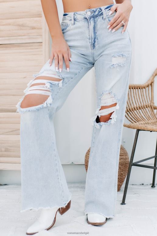 licht Abrielle jeans met hoge taille en wijde pijpen NanaMacs HPTT3450