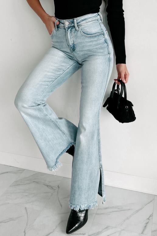 licht Charlena flare jeans met hoge taille en splitzoom NanaMacs HPTT3440
