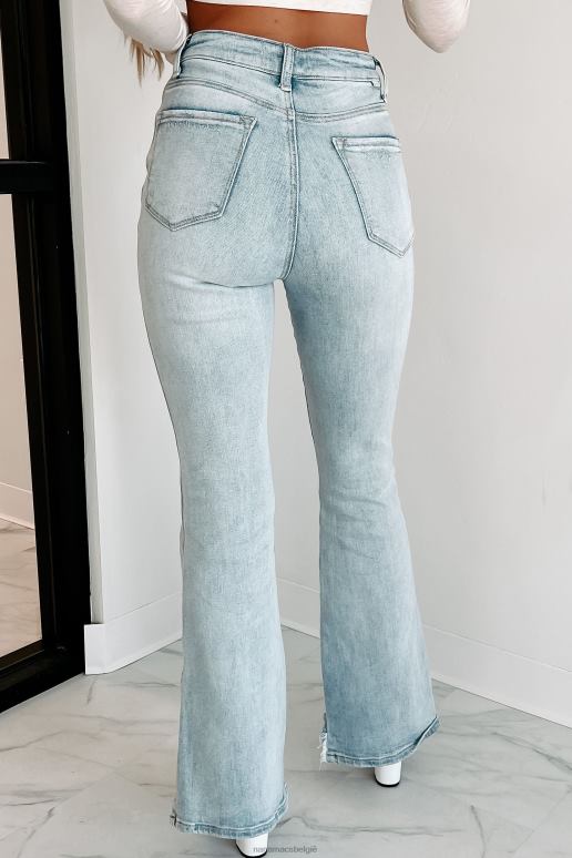 licht Charlena flare jeans met hoge taille en splitzoom NanaMacs HPTT3440