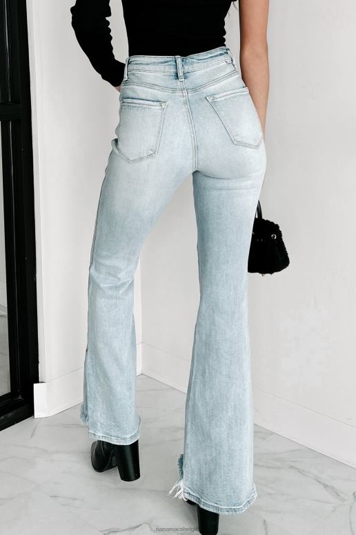 licht Charlena flare jeans met hoge taille en splitzoom NanaMacs HPTT3440