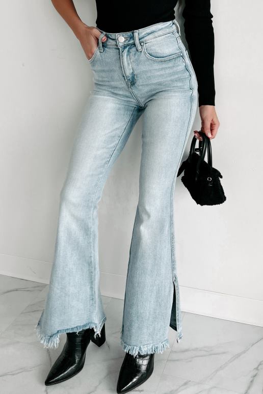 licht Charlena flare jeans met hoge taille en splitzoom NanaMacs HPTT3440