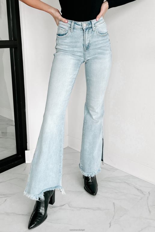 licht Charlena flare jeans met hoge taille en splitzoom NanaMacs HPTT3440