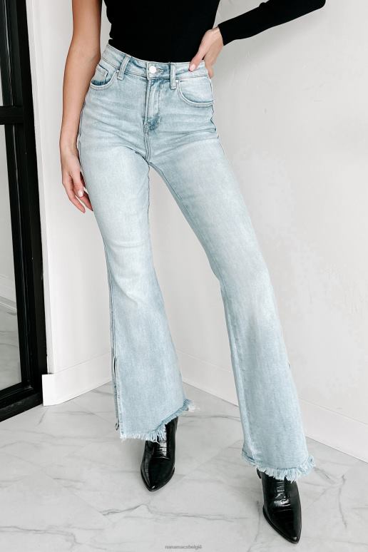 licht Charlena flare jeans met hoge taille en splitzoom NanaMacs HPTT3440