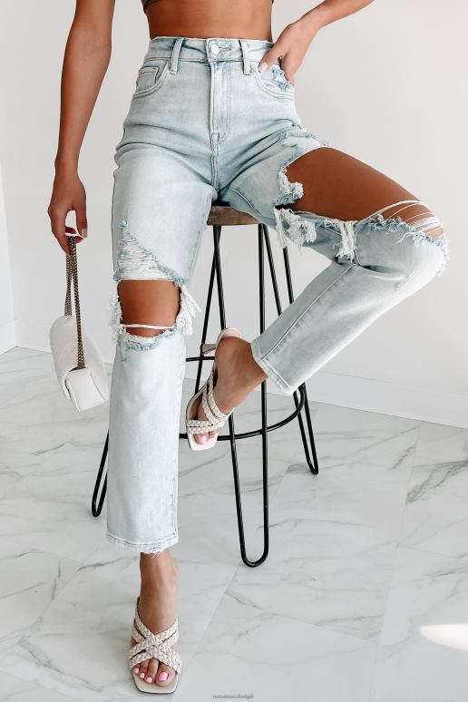 licht Izetta high rise distressed risen slim straight jeans NanaMacs HPTT3461