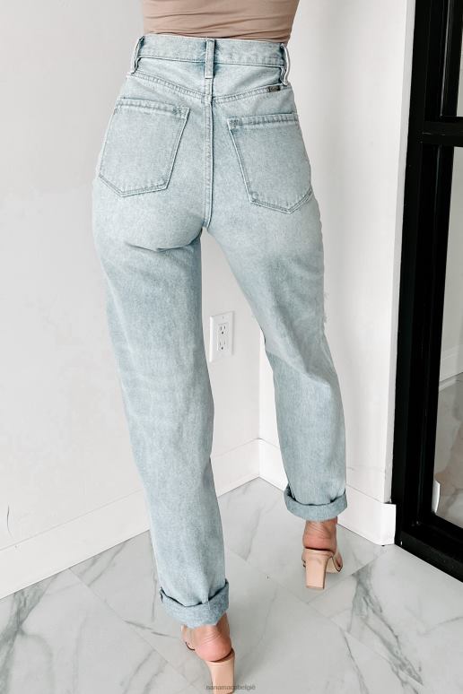 licht Jaren 90 baby-jeans met hoge taille, verweerde kancan, rechte pijpen NanaMacs HPTT3466