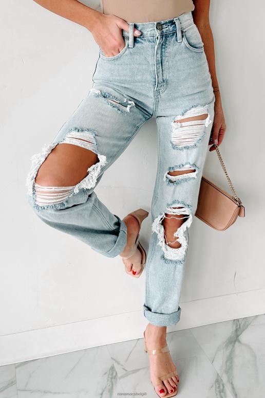 licht Jaren 90 baby-jeans met hoge taille, verweerde kancan, rechte pijpen NanaMacs HPTT3466