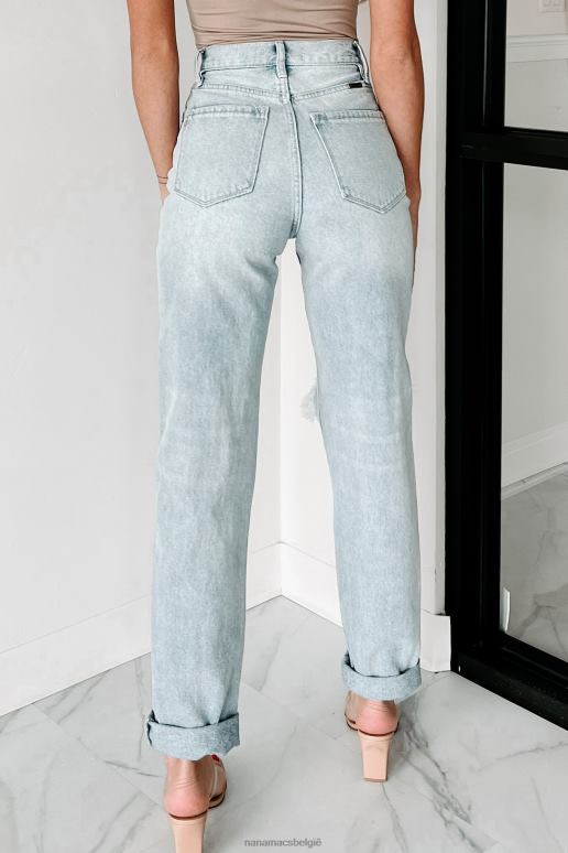 licht Jaren 90 baby-jeans met hoge taille, verweerde kancan, rechte pijpen NanaMacs HPTT3466