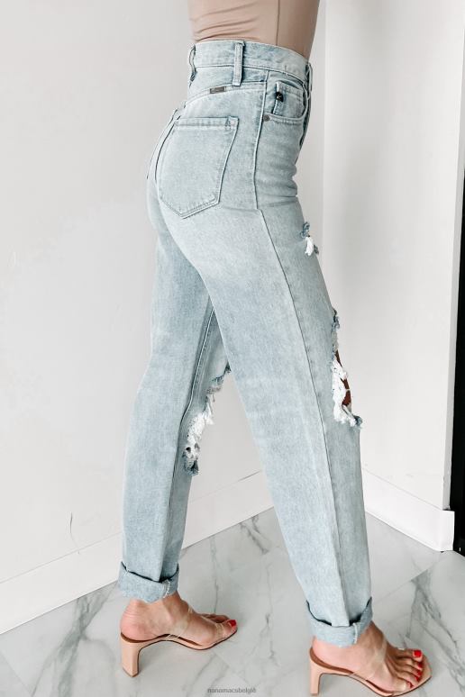 licht Jaren 90 baby-jeans met hoge taille, verweerde kancan, rechte pijpen NanaMacs HPTT3466