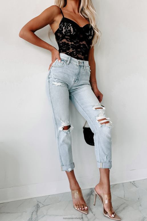 licht Tuesday's Heartbreak Distressed Eunina Boyfriend Jeans met hoge taille NanaMacs HPTT3403