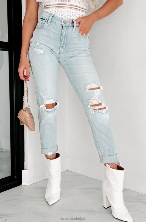 licht Tuesday's Heartbreak Distressed Eunina Boyfriend Jeans met hoge taille NanaMacs HPTT3403