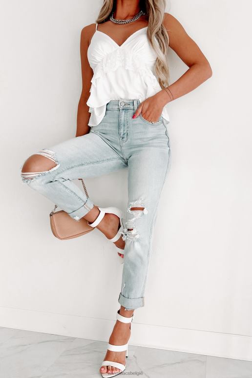 licht Tuesday's Heartbreak Distressed Eunina Boyfriend Jeans met hoge taille NanaMacs HPTT3403