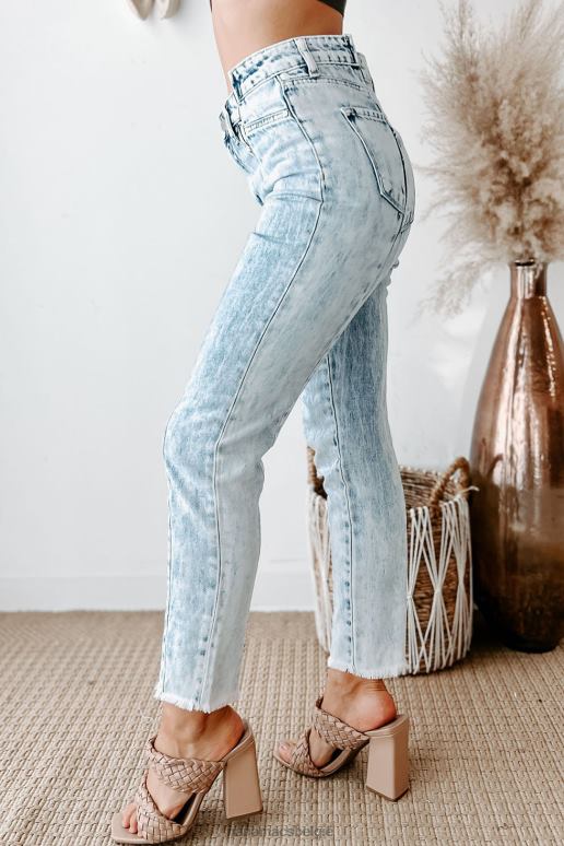 licht aandacht trekkende slanke rechte jeans met hoge taille en middennaad NanaMacs HPTT3477